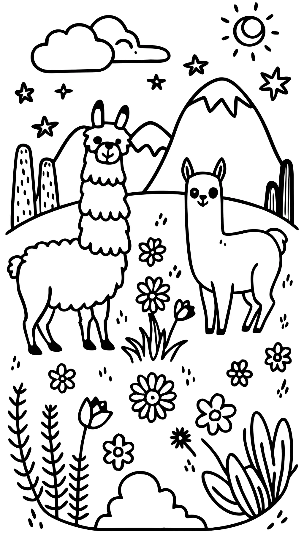 Páginas para colorear de Llamas